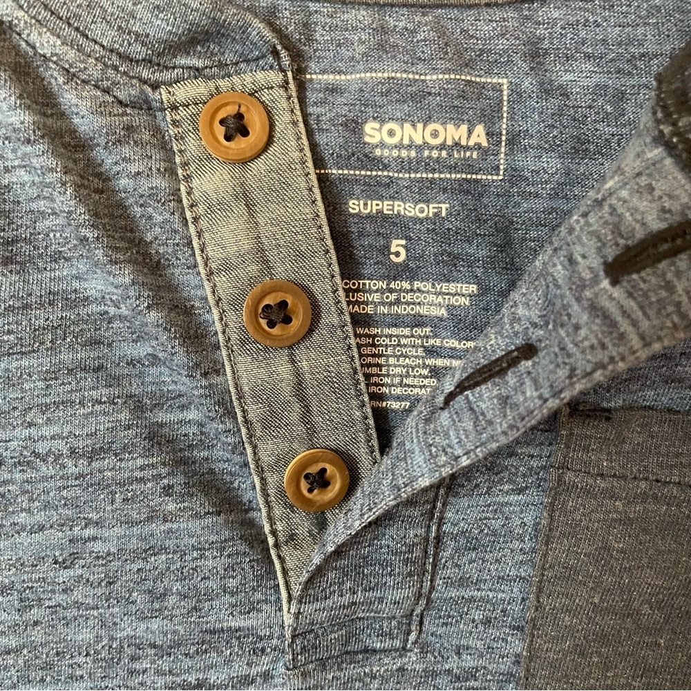 Size 5 BOYS Sonoma Blue Shirt C2 - Picture 5 of 6